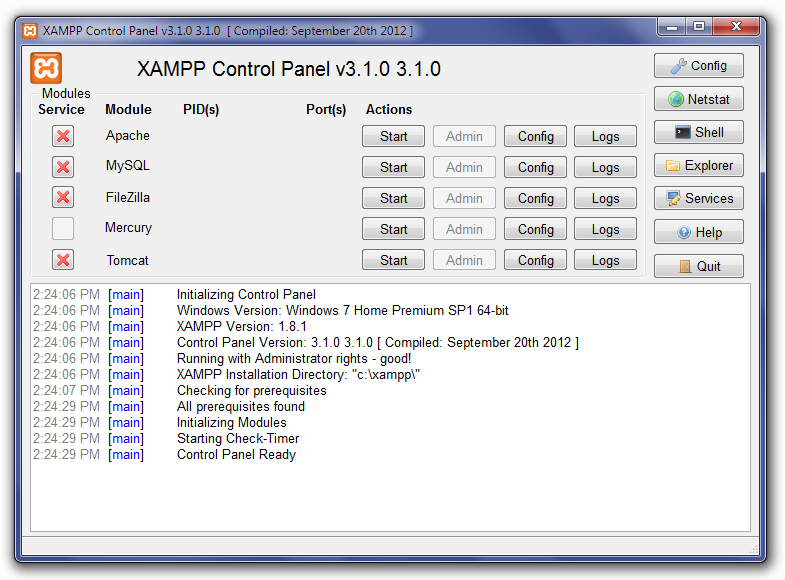 xampp control panel 1