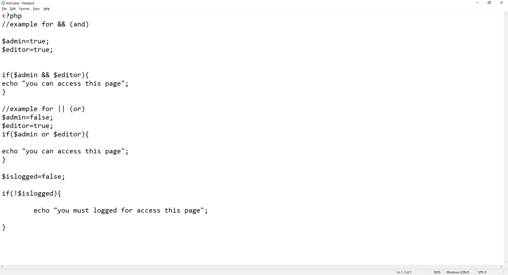 php logical operators
